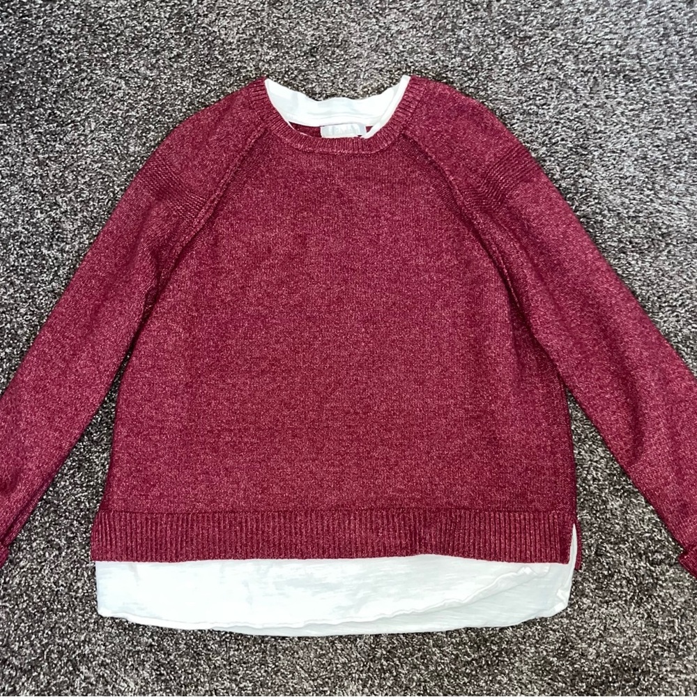 Design History Maroon Crew Neck Sweater